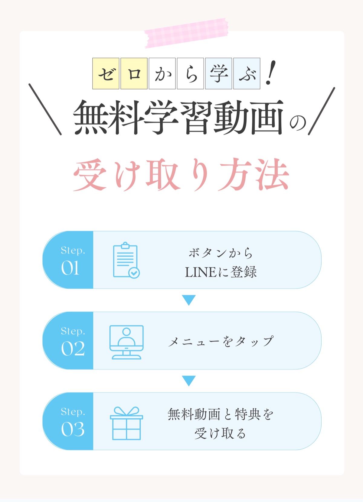 無料学習動画の受け取り方法